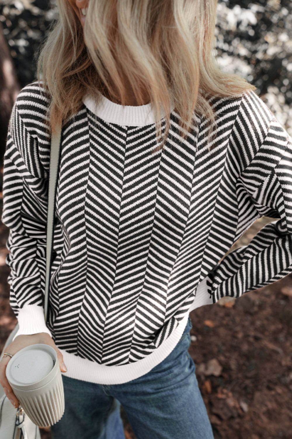 Striped Round Neck Long Sleeve Sweater