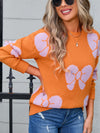  Angel Wings Bow Round Neck Dropped Shoulder Sweater.