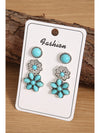 Sea Green 3 Pairs Boho Alloy Stud Earrings