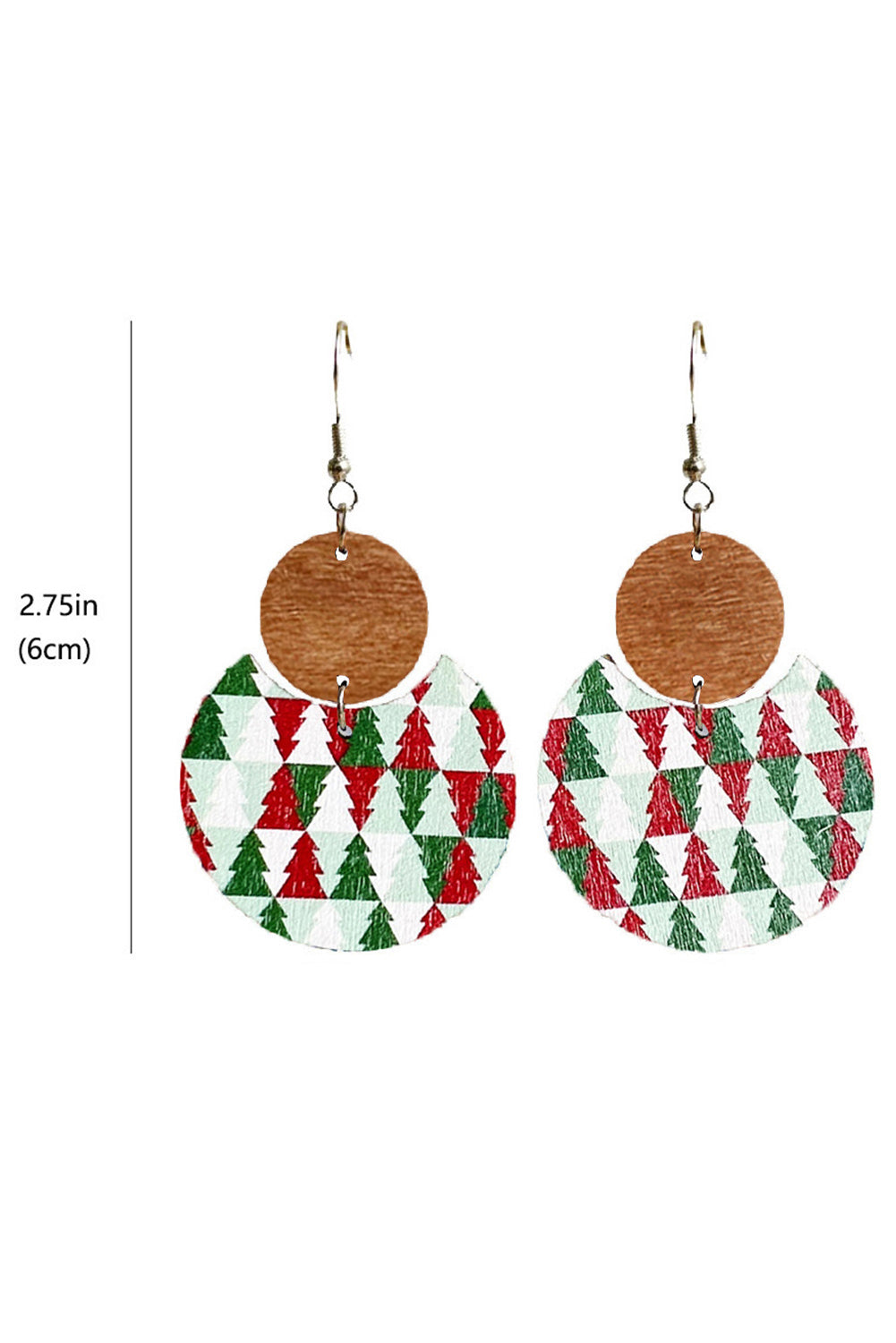 Multicolor Christmas Checker Graphic Wooden Earrings