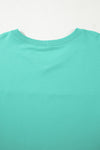 Sea Green Solid Color Plus Size Pullover and Loose Shorts Set