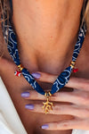 Bluing Boho Print Coral Pendent Scarf Necklace