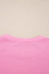 Pink Lace Bow Embroidered Dolman Sleeve Plus Size Sweatshirt