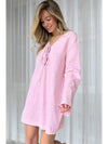 Light Pink Knot Lace Up Sexy Pajama Dress