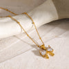 Stainless Steel Inlaid Zircon Bow Necklace - Cocoa Yacht Club