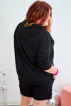 Black Plus Size Textured Hoodie and Shorts Set