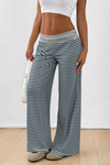 Black Stripe Colorblock Wide Leg Pants