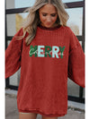 Racing Red Corded MERRY Christmas Letter Graphic Sweatshirt