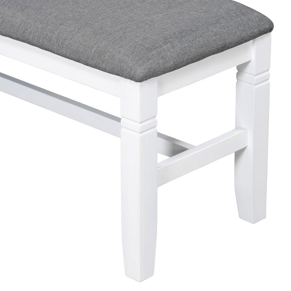 TOPMAX 6-Piece Wood Dining Table Set Kitchen Table Set with Upholstered Bench and 4 Dining Chairs, Farmhouse Style,Gray+White (old sku: SP000003AAK)