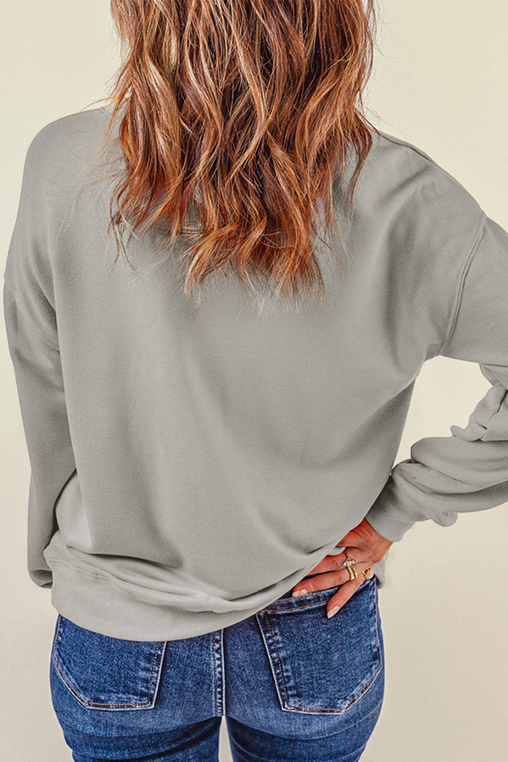 Gray GAME DAY Sequin Rugby Graohic Drop Shoulder Sweatshirt