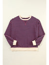 Green Stripe Contrast Edge Oversized Sweatshirt