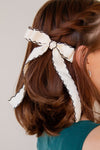 White Contrast Trim Bowknot Hair Pin