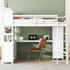 Cocoa Yacht Club Wood Loft Bed with Cabinet and Bookshelf