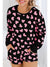 Black Heart Shape Print Long Sleeve Top and Shorts Loungewear Set