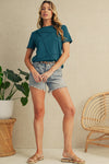 Medium Grey Solid Color Round Neck T Shirt