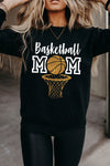 Black Basketball MOM Graphic Long Sleeve Round Neck Top