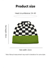 Spinach Green Checkered Color Block Unisex Winter Beanie Hat