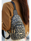 Leopard Printed PU Leather Zippered Fanny Pack Sling Bag