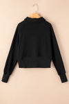 Flamingo Zip Up Stand Collar Ribbed Thumbhole Sleeve Sweatshirt