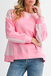 Bonbon Colorblock Patchwork Drop Shoulder Loose Sweatshirt