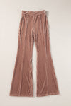 Black Solid Color High Waist Corduroy Flare Pants