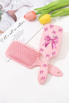 Gossamer Pink Bowknot Print Hair Cushion Comb