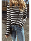 Black Stripe Slim Fit High Neck Knit Sweater