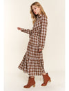 And the Why Plaid Tiered Midi Shirt Dress - Cocoa Yacht Club