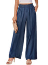 Black Side Pockets Frilled Smocked High Waist Wide Leg Jeans