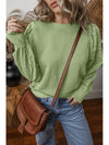  Eyelet Round Neck Long Sleeve Sweatshirt.