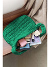 Dark Green Quilted Zipper Large Shoulder Bag