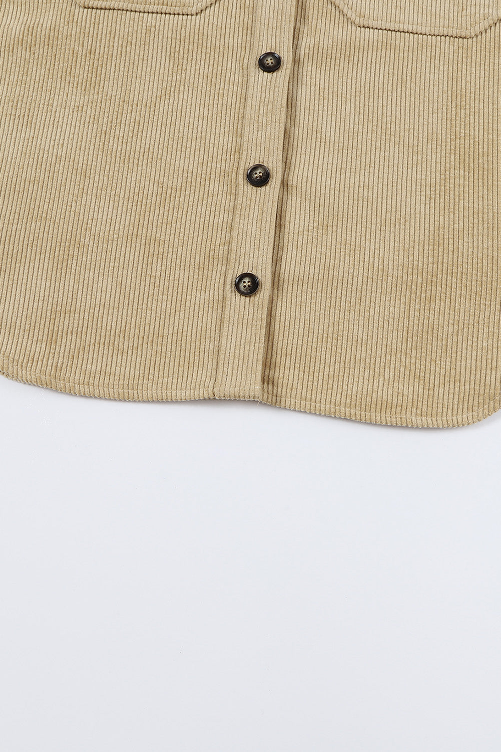 Khaki Geometric Print Patchwork Frayed Edge Corduroy Jacket