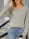 Cutout Round Neck Long Sleeve T-Shirt - Cocoa Yacht Club