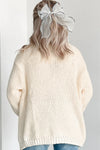 White Pumpkin Print Open Front Drop Shoulder Knit Cardigan
