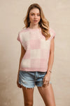 BiBi Checker With Stripes Pattern Sleeveless Sweater