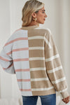 Blue Stripe Exposed Seam Patchwork Loose Sweatshirts