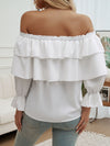 Devine Off-Shoulder Flounce Sleeve Blouse - Cocoa Yacht Club