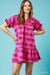 Umgee Heart Pattern Short Sleeve Ruffle Babydoll Dress