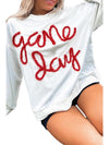 White Plus Size Game Day Tinsel Rugby Football Season Sweatshirt