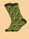 Blackish Green Rugby Football Print Mid-length Socks