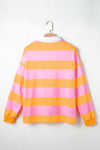 Yellow Colorblock Button Collared Sweatshirt