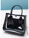 Black PVC PU Leather Chain Strap Clear Shoulder Bag