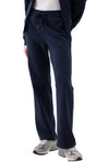 Navy Blue Plain Fleece Lined Drawstring Waist Pants