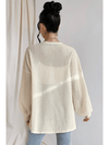 Beige Textured Lantern Sleeve Open Kimono