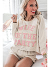 Apricot Letter Embroidered Sweatshirt and Shorts Loungewear Set