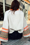 Apricot Geometric Patchwork Sleeve Loose Fit Top