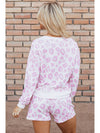 Pink Leopard Print Pullover and Shorts Pajama Set