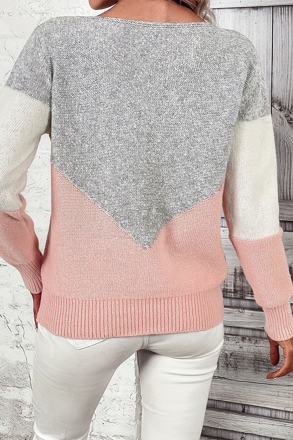 Pink Stripe Patchwork Clashing Colours Long Sleeve Sweater