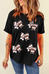 Black Game Day Football Bowknot Graphic T Shirt