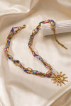 Gold Sun Pendant Chain Scarf Necklace